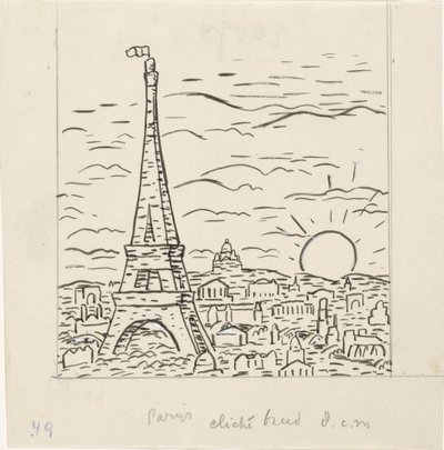 Gezicht op de Eiffeltoren in Parijs door Leo Gestel