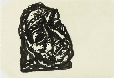 Kop van een man schuin naar rechtsboven kijkend door Leo Gestel