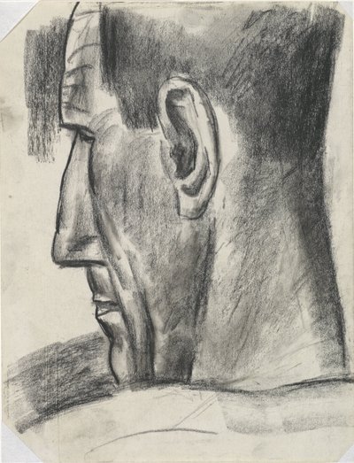 Kop van man van achter gezien en profil door Leo Gestel