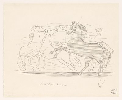 Kudde paarden door Leo Gestel