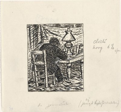 Man schrijft aan een tafel door Leo Gestel