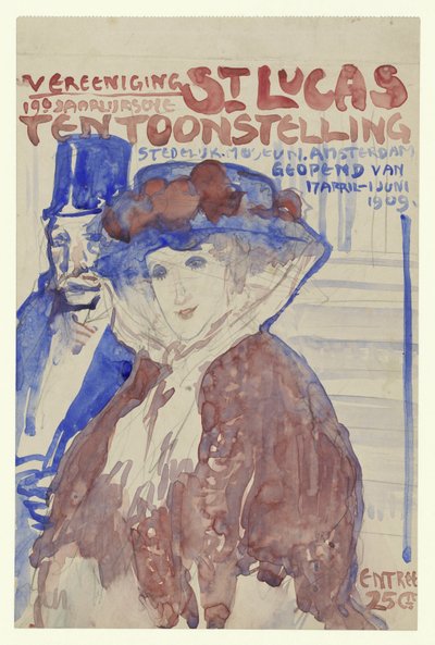 Ontwerp voor de affiche van de 19e jaarlijkse Tentoonstelling van Vereeniging St. Lukas in het Stedelijk Museum te Amsterdam door Leo Gestel