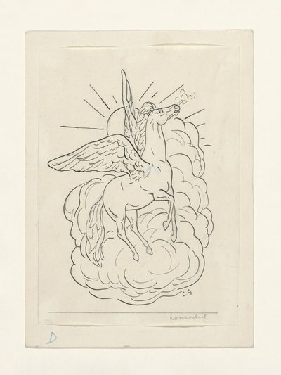 Pegasus vliegt voor de wolken uit (1891–1941) door Leo Gestel