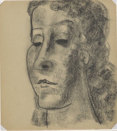 Portret van een vrouw driekwart naar links door Leo Gestel