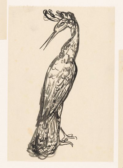 Reiger met zijn kop naar achter gedraaid door Leo Gestel