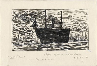 Schip vaart de haven van Londen binnen door Leo Gestel