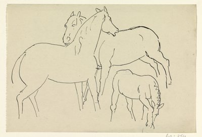 Twee paarden en een veulen door Leo Gestel