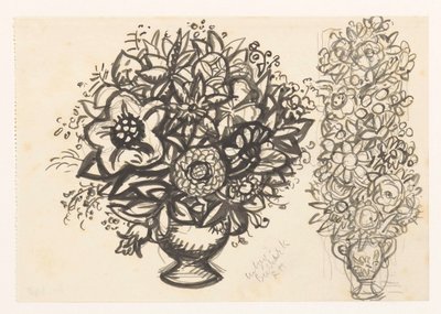 Twee vazen met bloemen door Leo Gestel
