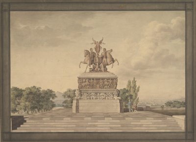 Ontwerp voor een Monument van de Overwinning van Waterloo recto..., 1815 door Leo von Klenze