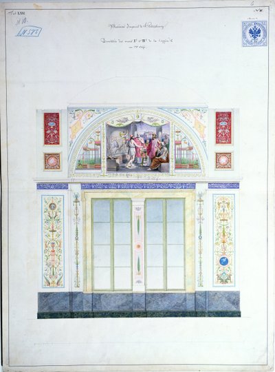 Muurschildering ontwerp voor de Hermitage, St. Petersburg, ca. 1840 door Leo von Klenze