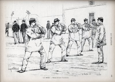 La Boxing - Franse legers - tekening door Léon Couturier (1842-1935) - voor 