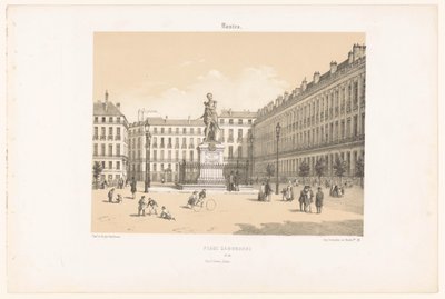 Zicht op de Cours Cambronne in Nantes door Leon Auguste Asselineau