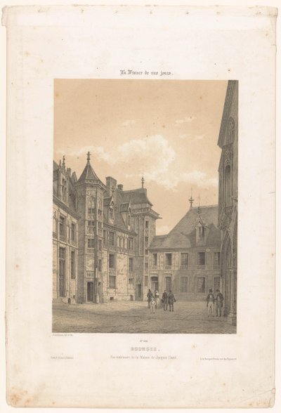 Zicht op de binnenplaats van het Palais Jacques-Coeur in Bourges door Leon Auguste Asselineau