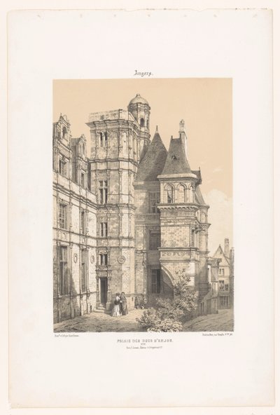 Zicht op een deel van het kasteel van Angers door Leon Auguste Asselineau