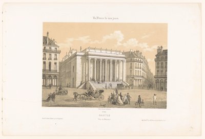 Zicht op het Théâtre Graslin in Nantes door Leon Auguste Asselineau