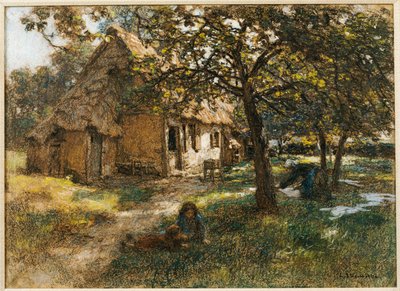 Cottage, Normandië, 1900 door Leon Augustin Lhermitte
