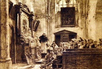 De maand mei van Marie in Charteve door Leon Augustin Lhermitte