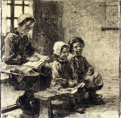 Meisjes op de school van Mont-Saint-Pere door Leon Augustin Lhermitte