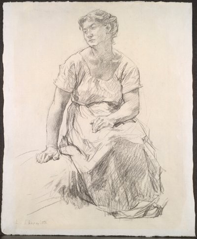 Zittende boerenvrouw door Leon Augustin Lhermitte