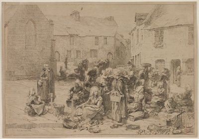 De Appelmarkt in Landerneau, 1878 door Leon Augustin Lhermitte