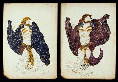 Een Paar Kostuumontwerpen voor Vrouwelijke Dansers uit "Juive" door Leon Bakst