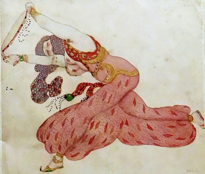 Almee. Kostuumontwerp voor het ballet Sheherazade van N. Rimsky-Korsakov door Leon Bakst