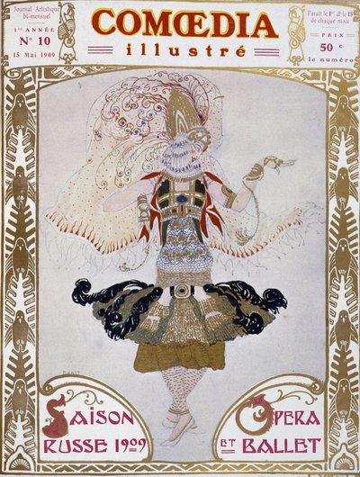 Ballet Russes danser door Bakst, omslag Comoedia Illustré door Leon Bakst