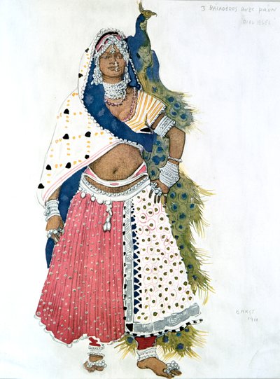 Bayadère met pauw, balletkostuumontwerp, 1911 door Leon Bakst