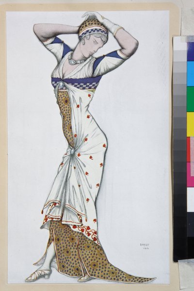 Ontwerp van een moderne jurk door Leon Bakst