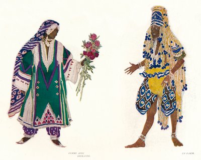 Kostuumontwerpen voor het Russische Ballet Le Dieu Bleu, c1912 door Leon Bakst