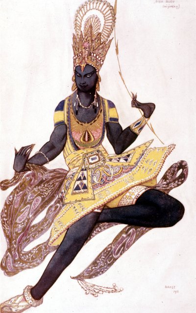 Kostuum van Vaslav Nijinsky of Nijinsky (1889-1950) gemaakt door Leo Bakst voor The Blue God door Reynaldo Hahn (1875 - 1947) door Leon Bakst