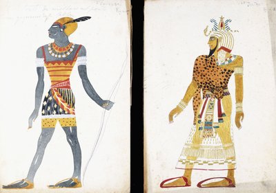 Kostuumontwerp voor "Ammoun", een Nubische mannelijke danser afbeeldend door Leon Bakst