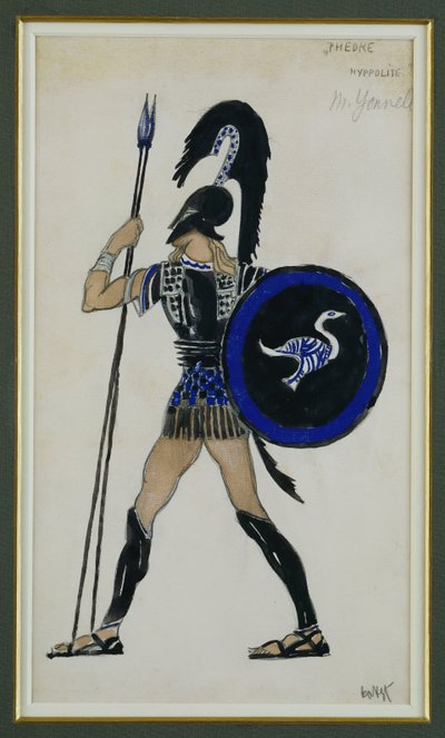 Kostuumontwerp voor Hippolitus uit "Phaedre" door Leon Bakst