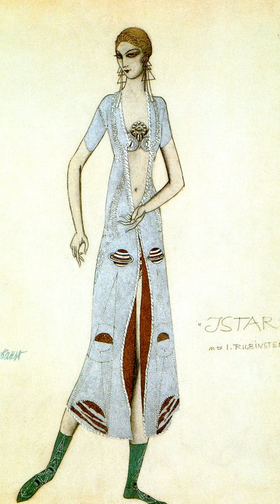 Kostuumontwerp voor Ida Rubinstein als Ishtar, 1924 door Leon Bakst