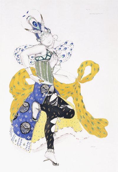 Kostuumontwerp voor Madame Trouchanova in "La Peri", 1911 door Leon Bakst