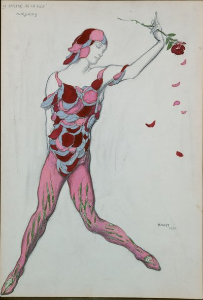 Kostuumontwerp voor Nijinsky uit "Le Spectre de la Rose", 1911 door Leon Bakst