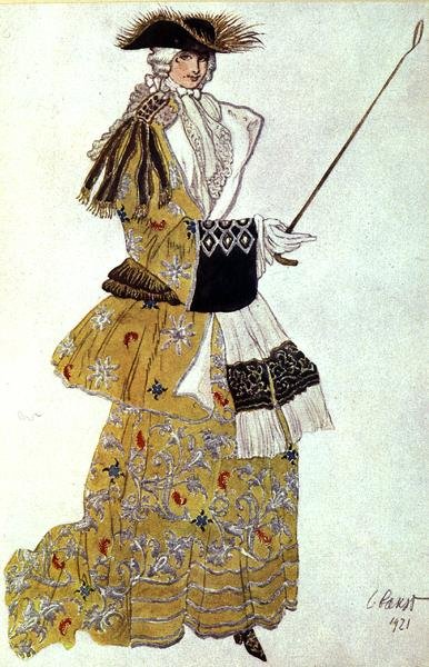 Kostuumontwerp voor De Barones Jagen, uit Doornroosje door Leon Bakst