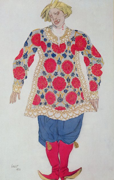 Kostuumontwerp voor De Russische Nar, uit Doornroosje door Leon Bakst