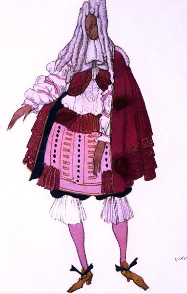 Kostuumontwerp voor een hoveling bij de doop, uit Doornroosje door Leon Bakst