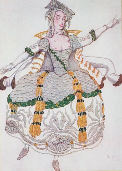 Kostuumontwerp voor een Mazurka (Dame), uit Doornroosje door Leon Bakst