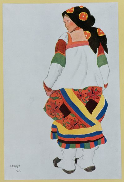 Kostuumontwerp voor een boerenmeisje door Leon Bakst
