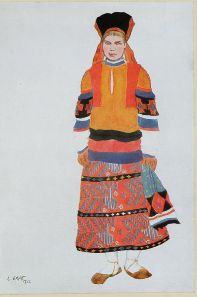 Kostuumontwerp voor een Boerenmeisje door Leon Bakst