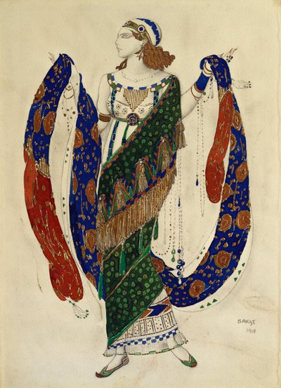 Kostuumontwerp voor een danser uit "Cleopatra", 1910 door Leon Bakst