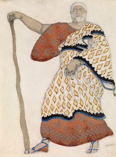 Kostuumontwerp voor drama Oedipus bij Colonus door Sophocles, 1904 door Leon Bakst