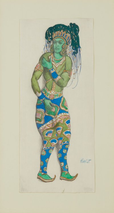 Kostuumontwerp voor het Ballet Blauwe God door R. Hahn, 1910 door Leon Bakst