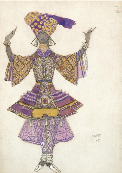 Kostuumontwerp voor het Ballet Blauwe God door R. Hahn, 1911 door Leon Bakst