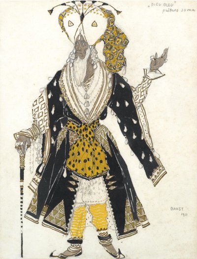 Kostuumontwerp voor het ballet Blauwe God door R. Hahn, 1911 door Leon Bakst