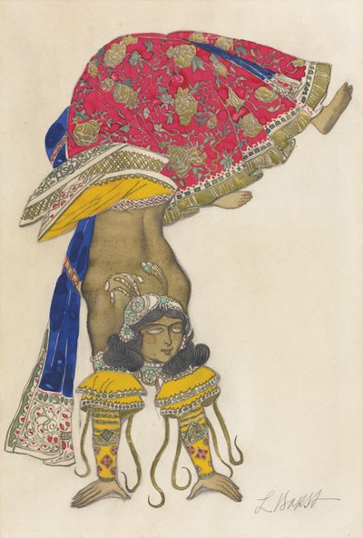 Kostuumontwerp voor het Ballet Blauwe God door R. Hahn door Leon Bakst