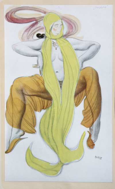 Kostuumontwerp voor het ballet La Légende de Joseph door R. Strauss door Leon Bakst