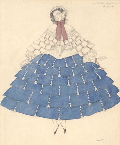 Kostuumontwerp voor het ballet Carnaval van R. Schumann door Leon Bakst